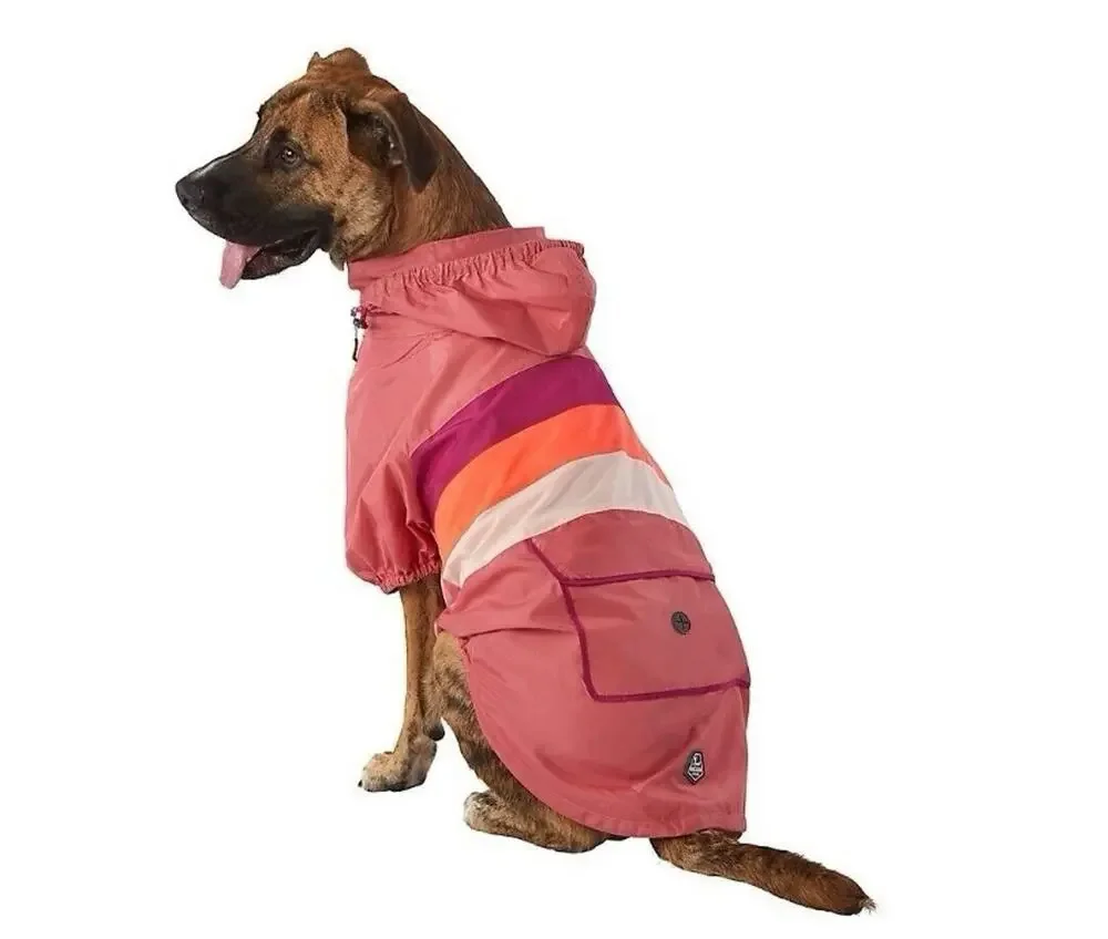 Arcadia Trail XXL Hooded Windbreaker Jacket Dog Puppy Pink Packable Retro